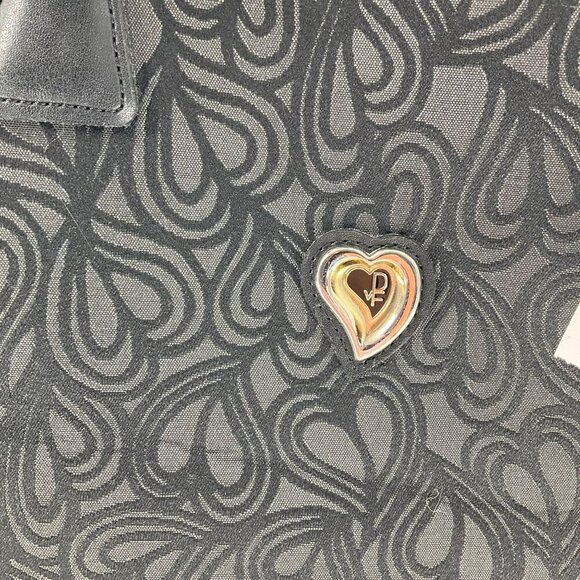 Diane von Furstenberg Womens Jacquard Heart Print Shoulder Tote travel Bag Black - Picture 2 of 14